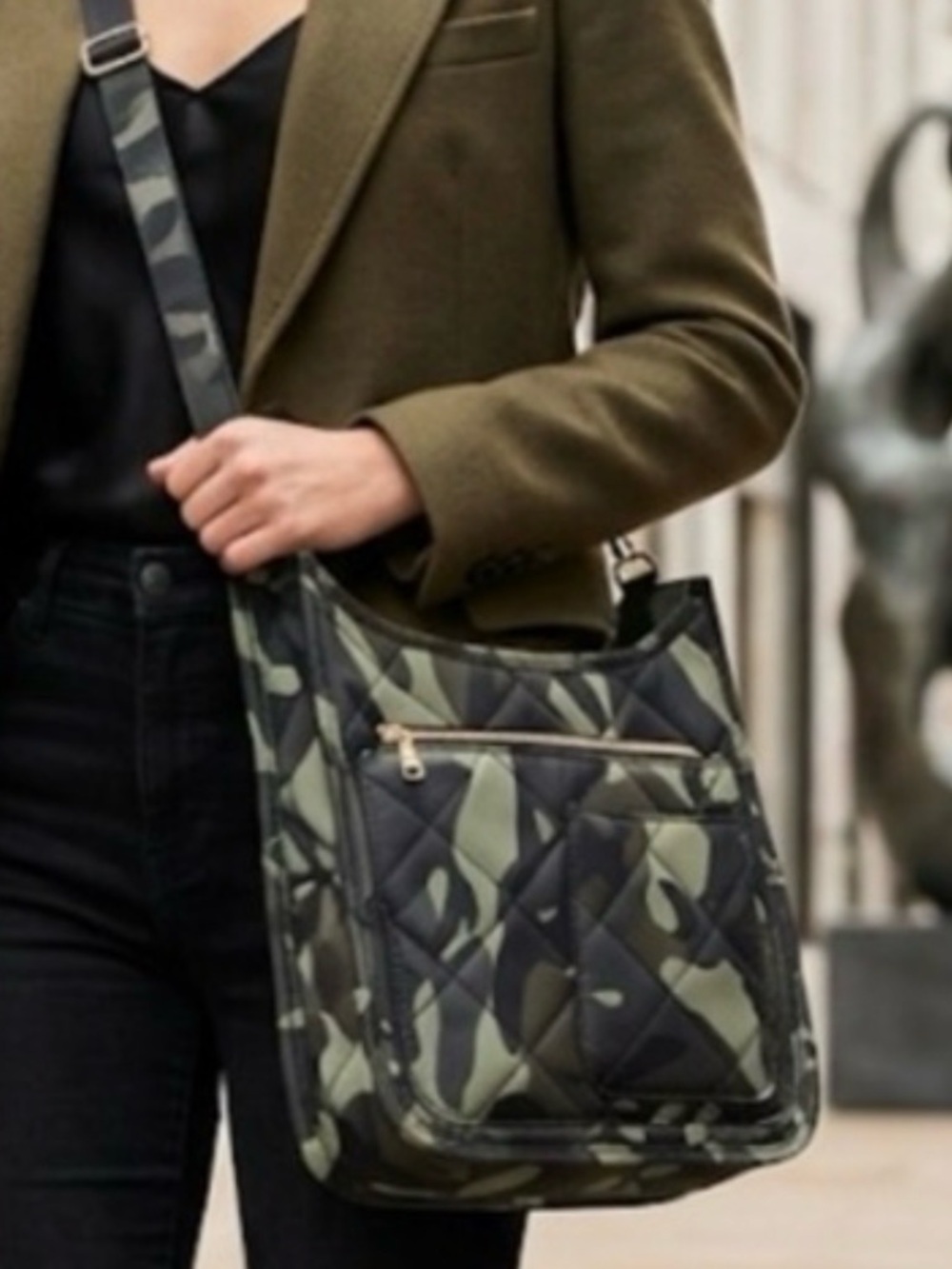 Camo Quilted Crossbody Bag - Green Camo